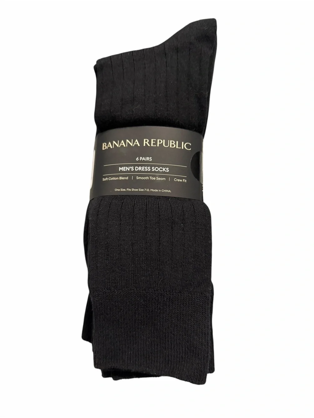 NWT/Banana Republic Men's Dress Sock, 6-pair/True Black